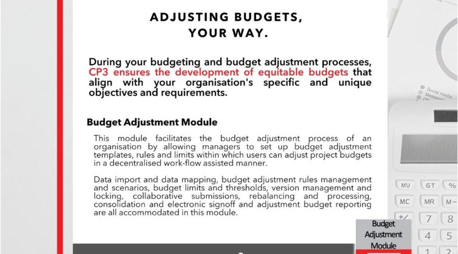 Diving deeper into the CP3 Modules – Budget Adjustment Module