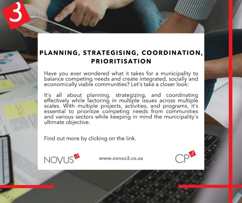 Planning, strategising, coordination, prioritisation – Novus3