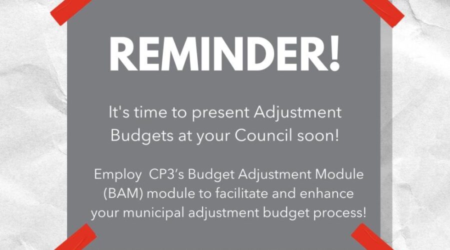 REMINDER! Table Adjustments Budget in Council